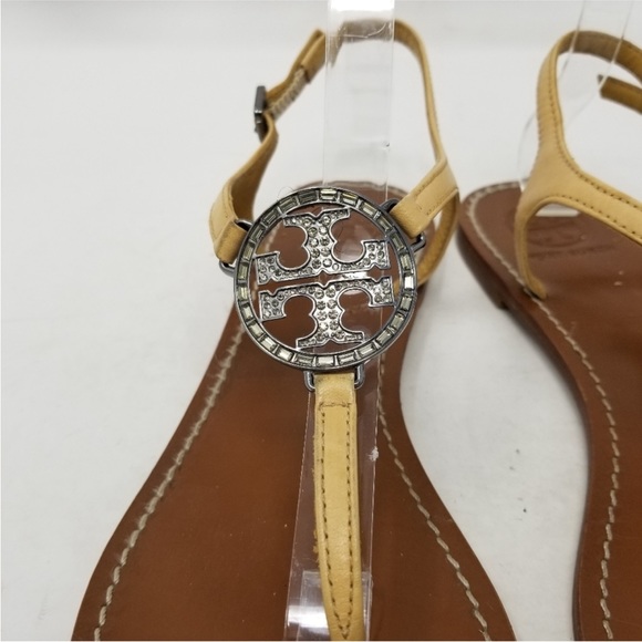 Tory Burch Silver Rhinestone Logo Thong Miller Sandals size 9.5 - Picture 5 of 7
